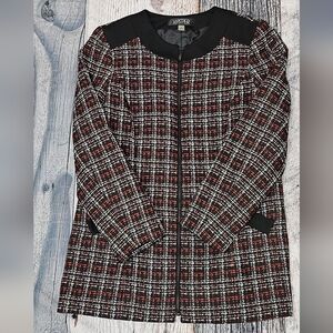 Kasper Plaid Tweed Zipper-Front Jacket Women's Size 10 Office Career Academia